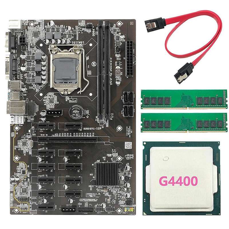 Btc-b250 Mining Motherboard +g4400 Cpu+2xddr4 4g 2666mhz Memory
