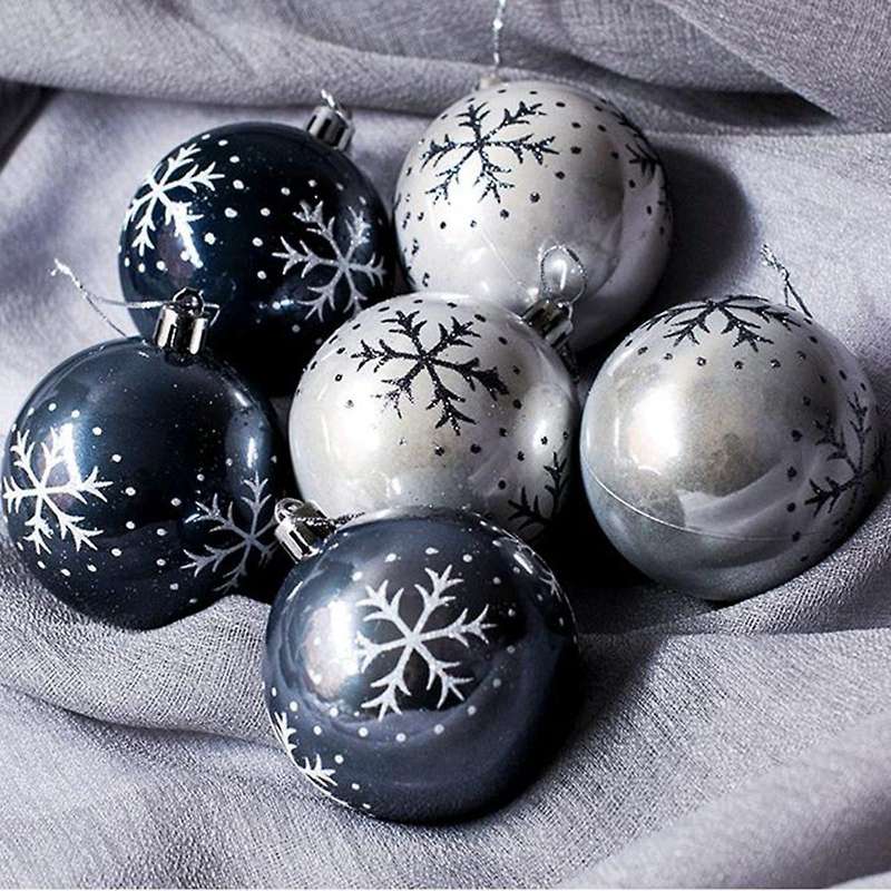 8cm Snowflake Christmas Ball Black Gray Christmas Ball Decoration