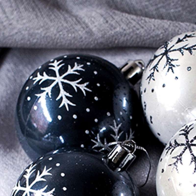 8cm Snowflake Christmas Ball Black Gray Christmas Ball Decoration