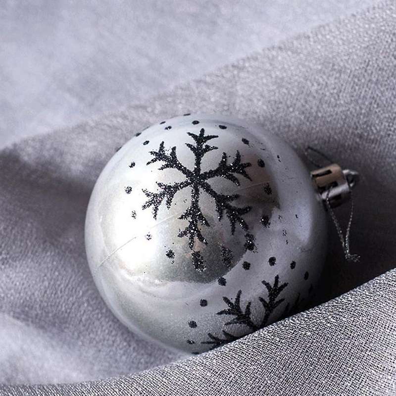 8cm Snowflake Christmas Ball Black Gray Christmas Ball Decoration