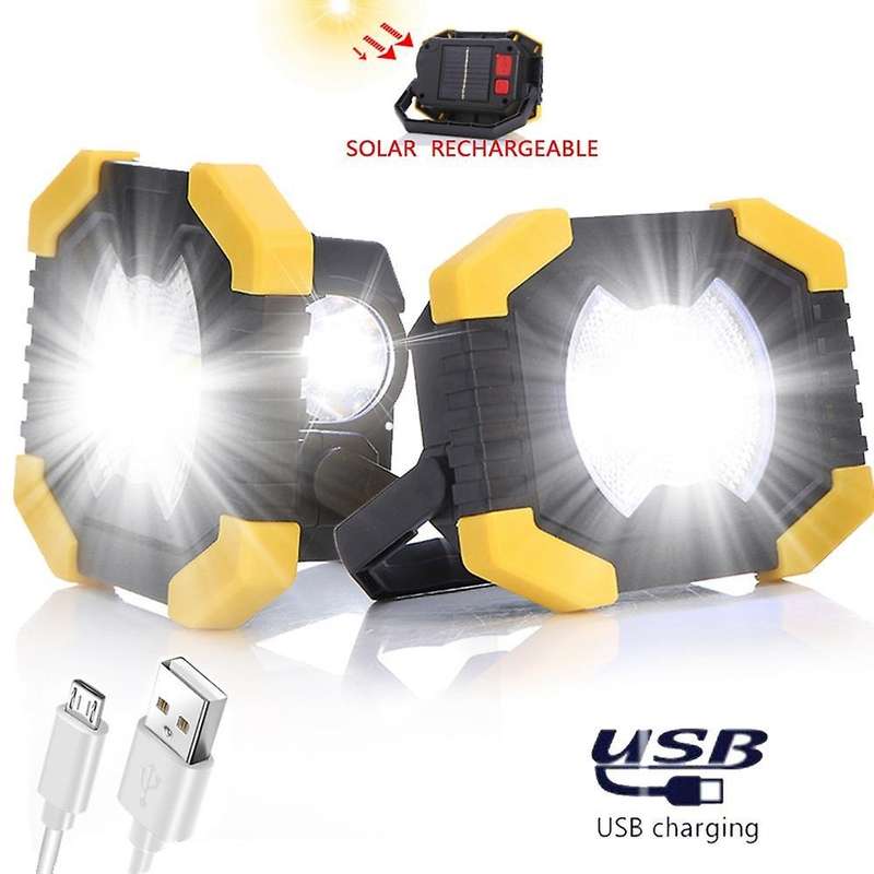 50w Spotlight Solar Light Led Work Light Usb Rechargeable Flashlight