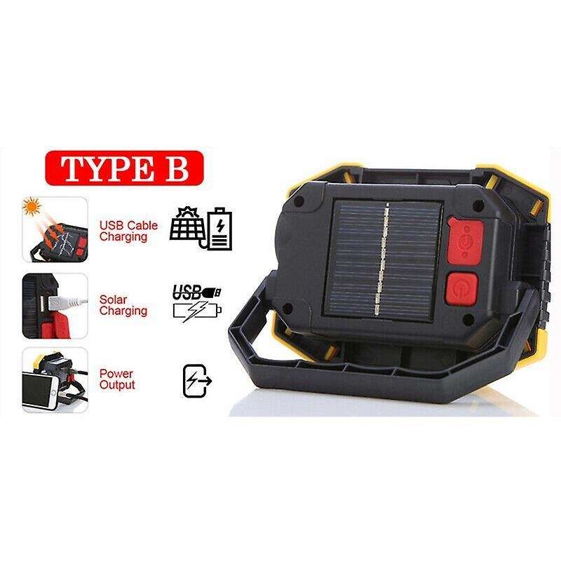 50w Spotlight Solar Light Led Work Light Usb Rechargeable Flashlight