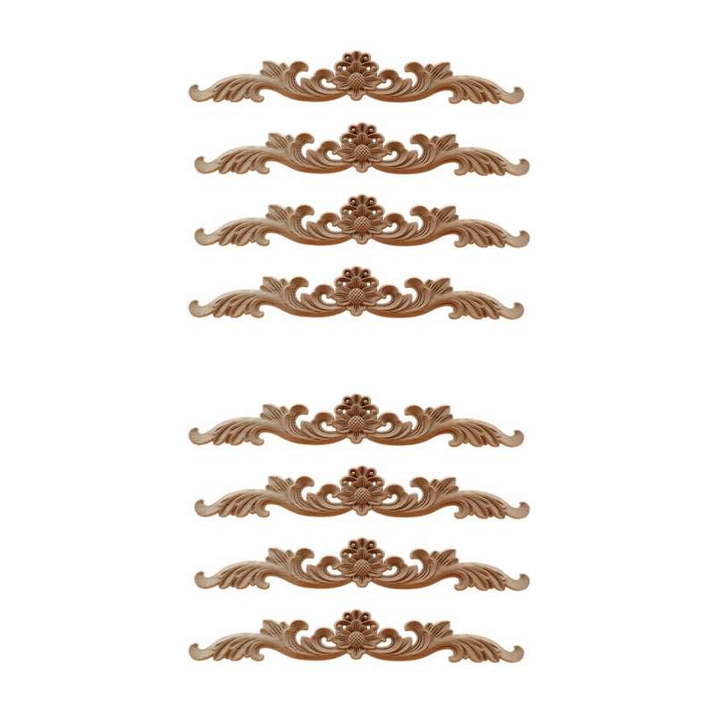 8pcs Wood Appliques and Onlays, Unpainted Diy Decorative Wood