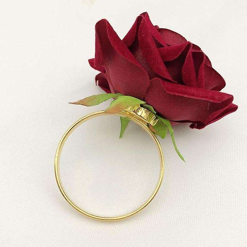 6pcs/lot Romantic Rose Napkin Rings Alloy for Wedding Holiday Banquet