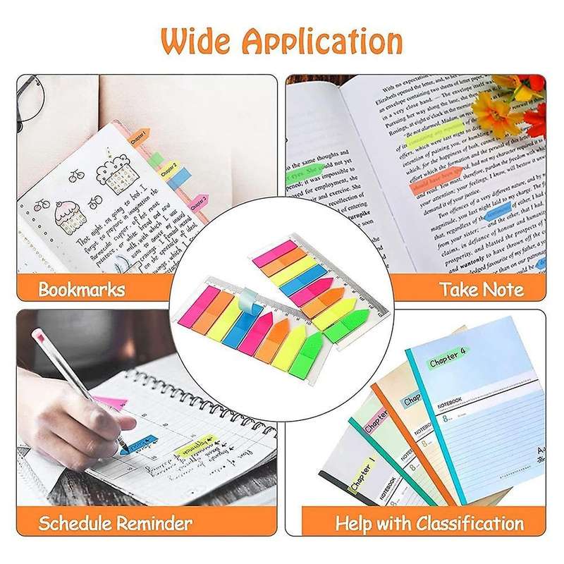 Adhesive Strips, Page Markers,1280 Pcs,sticky Notes, 5 Colors, 8 Sets