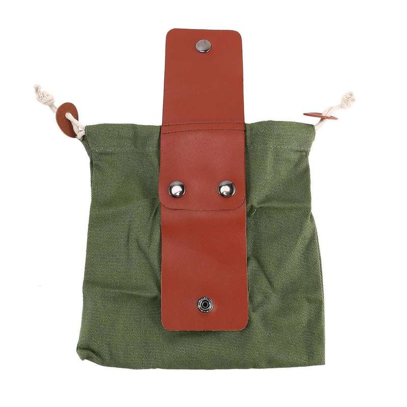 Collapsible Canvas Foraging Pouch Pu Leather Belt Pouch(green)