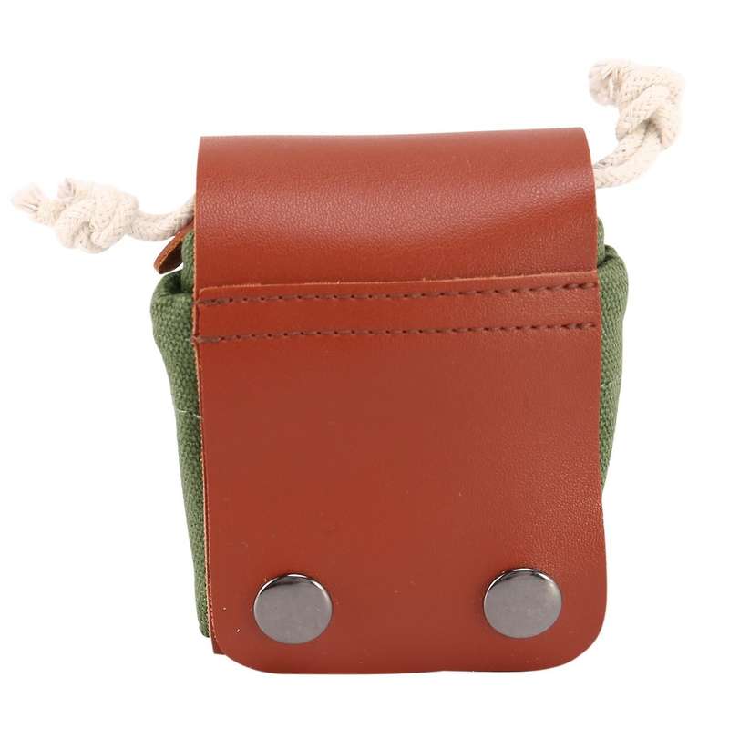 Collapsible Canvas Foraging Pouch Pu Leather Belt Pouch(green)