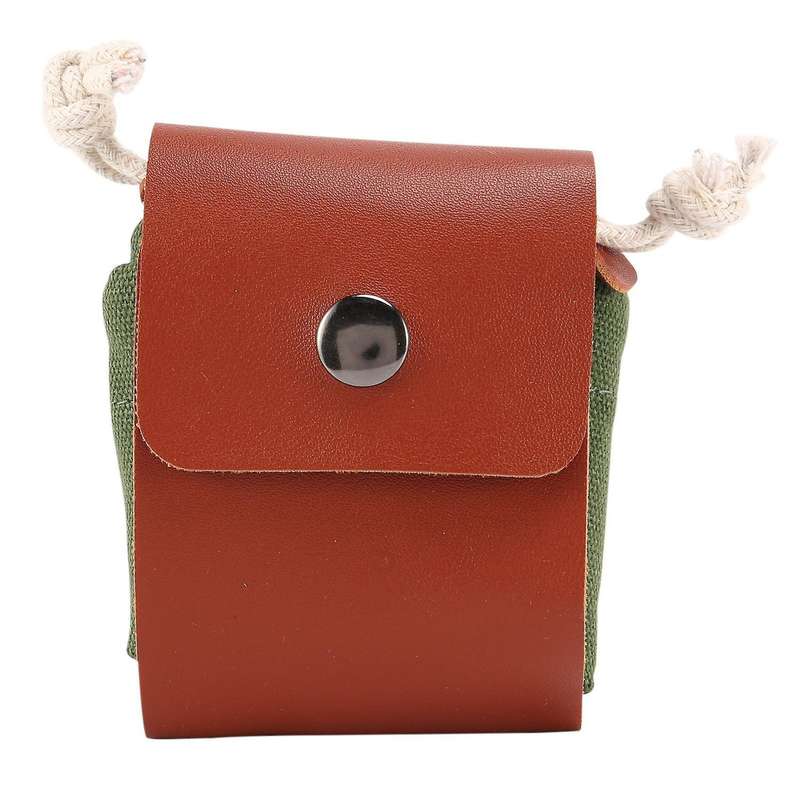 Collapsible Canvas Foraging Pouch Pu Leather Belt Pouch(green)
