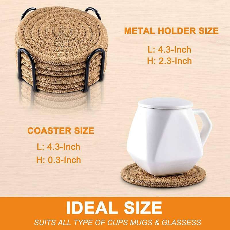 Coaster with Stand for Table Protection Absorbent Hand-woven Coaster