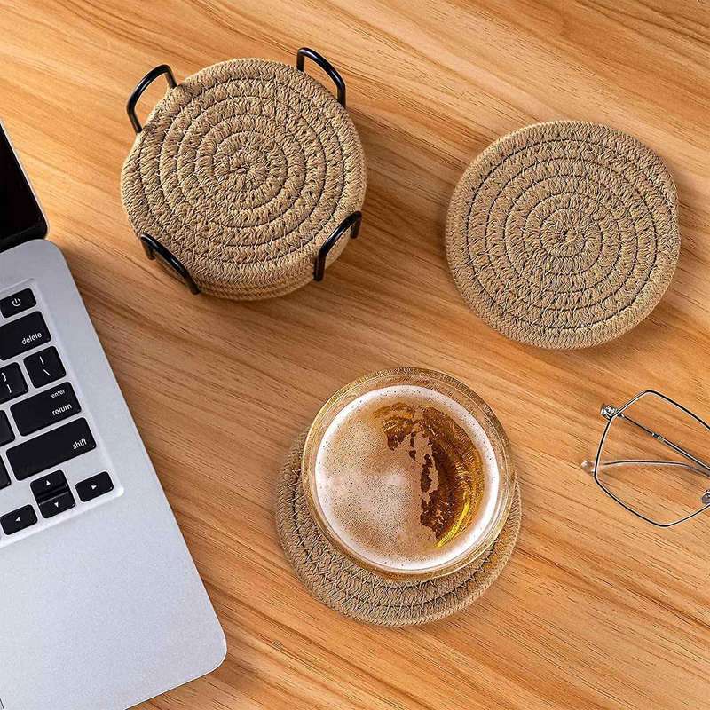 Coaster with Stand for Table Protection Absorbent Hand-woven Coaster
