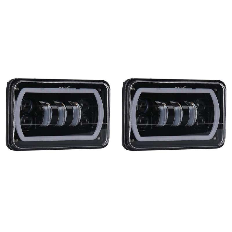 2x 4x6 Inch Led Head Light Lamp Hi-lo Beam Drl Light for Jeep