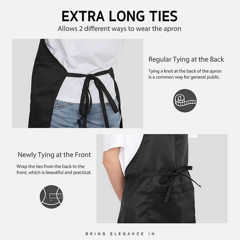 2 Pack Polyester Adjustable Bib Apron with 2 Pockets Cooking