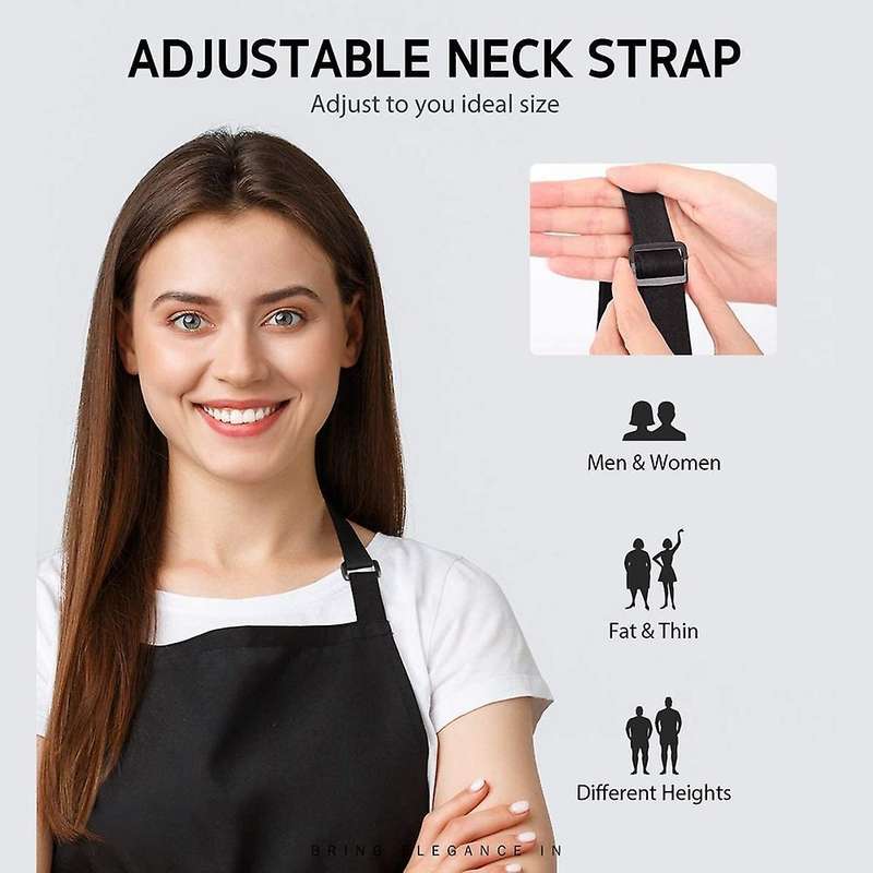 2 Pack Polyester Adjustable Bib Apron with 2 Pockets Cooking