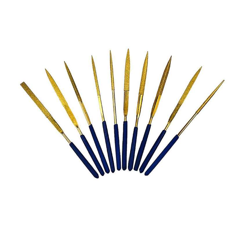 10pcs Titanium Diamond Coating Needle Flat File Set