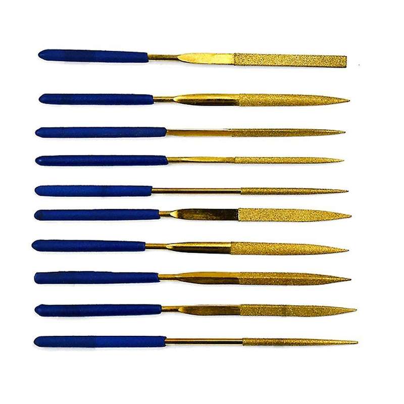 10pcs Titanium Diamond Coating Needle Flat File Set