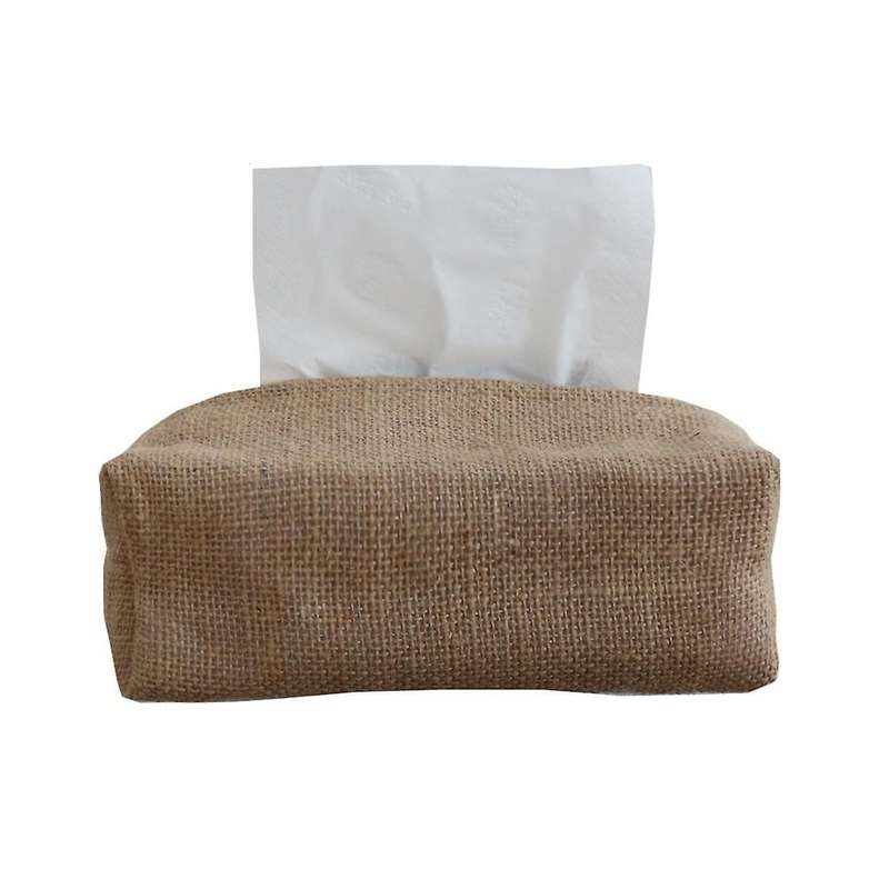 Jute Simple Tissue Box Pumping Tissue Case Car Towel Home Decor-c