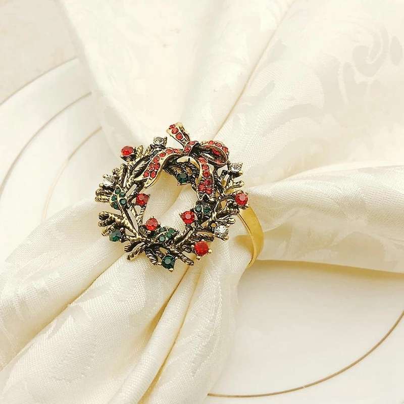 Christmas Wreath Napkin Rings Metal Napkin Buckle Napkin Holder
