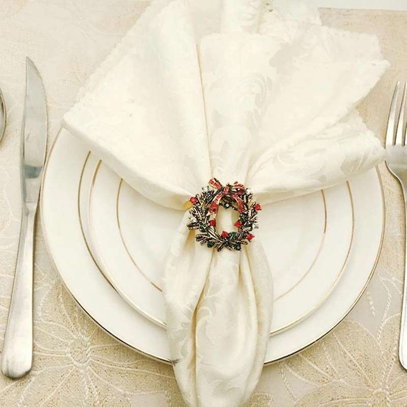 Christmas Wreath Napkin Rings Metal Napkin Buckle Napkin Holder