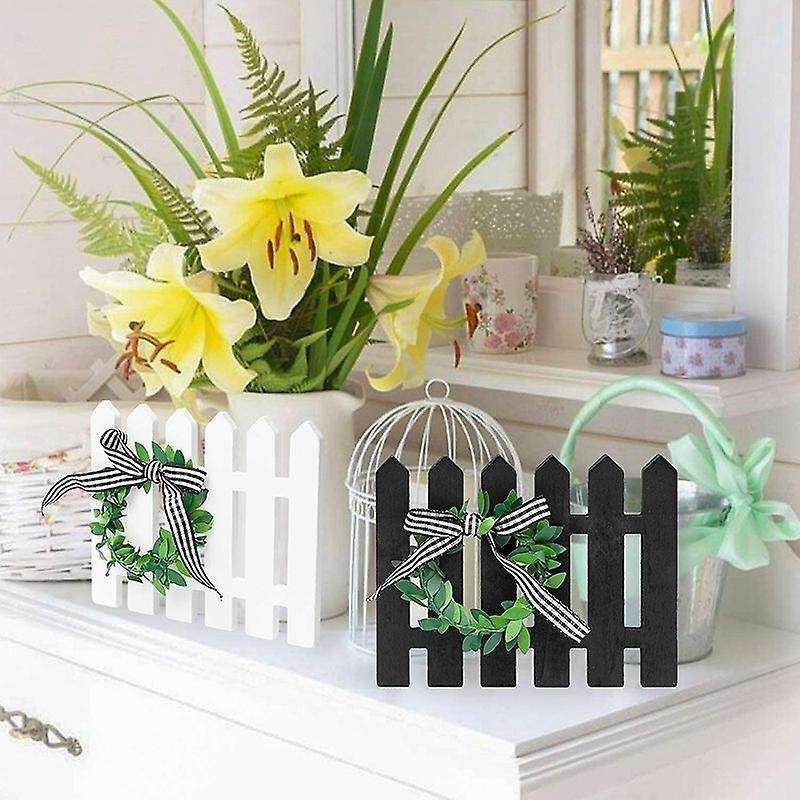 2pcs Farmhouse Wooden Picket Fence Tiered Tray Decoration Frame