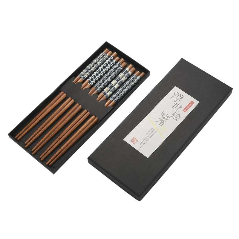 5 Pairs Bamboo Chopsticks Reusable Gift Sets,dishwasher Safe,8.8 Inch