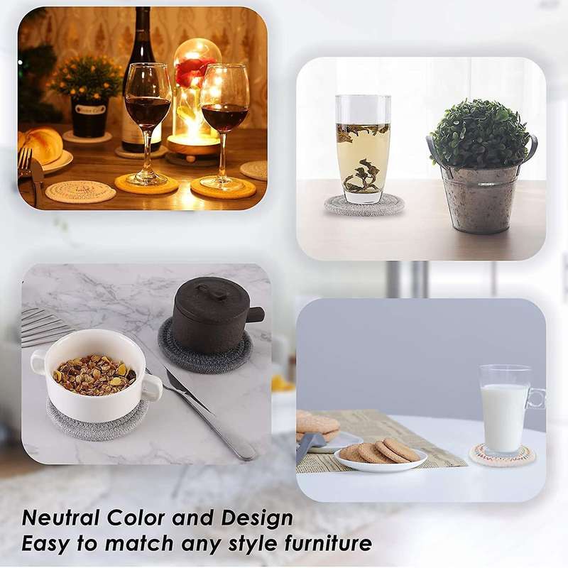 Cotton Round Woven Cute Coasters,thicken Braided Coasters for Drink