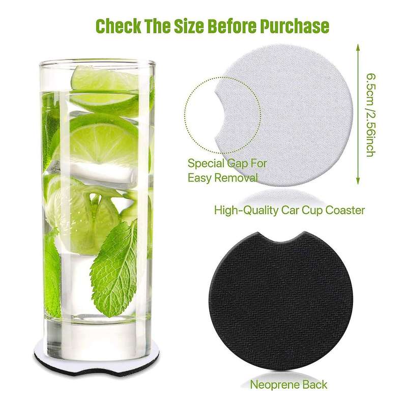 16 Pcs Blank Coasters Diy Car Cup Coaster Absorbent Car Coasters