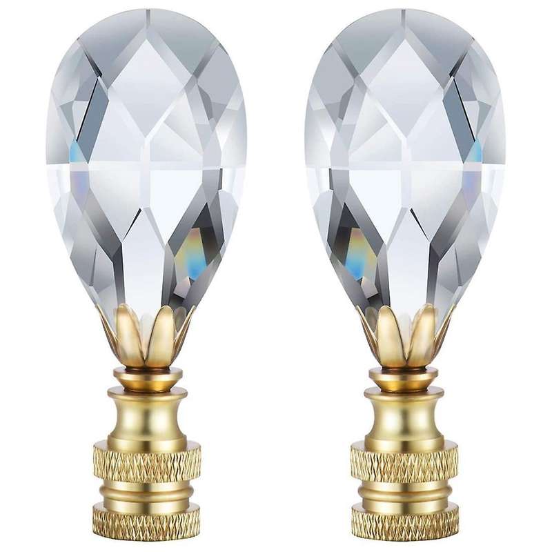 2 Packs Teardrop Clear Crystal Lamp Finial Lamp Decoration for Lamp