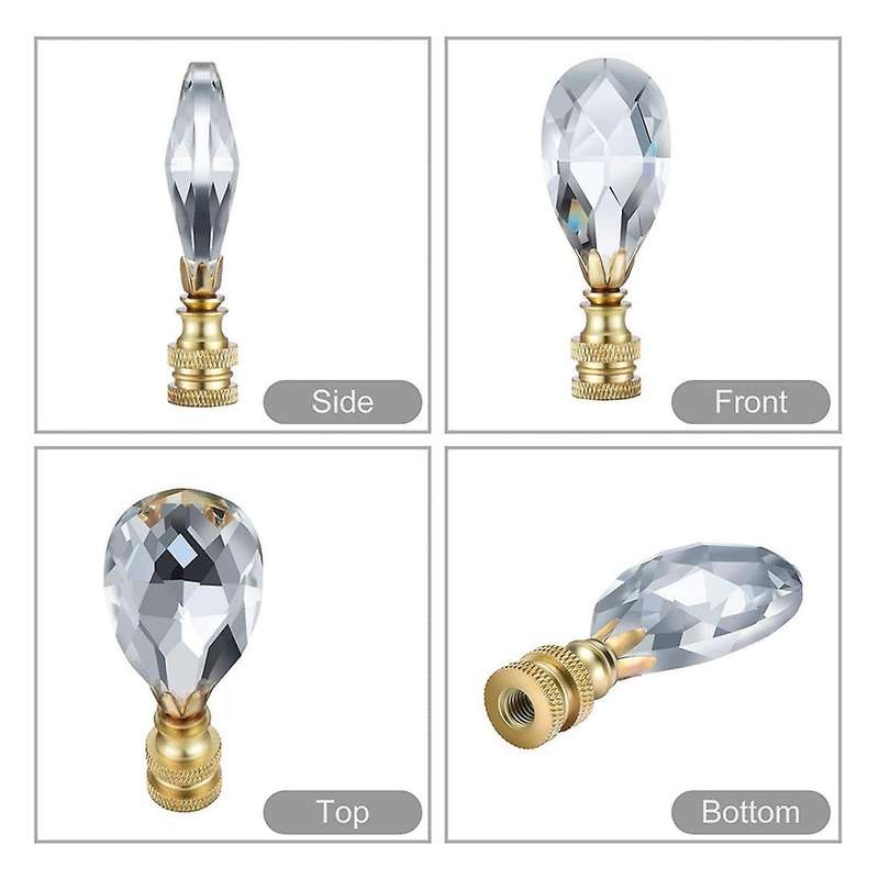 2 Packs Teardrop Clear Crystal Lamp Finial Lamp Decoration for Lamp