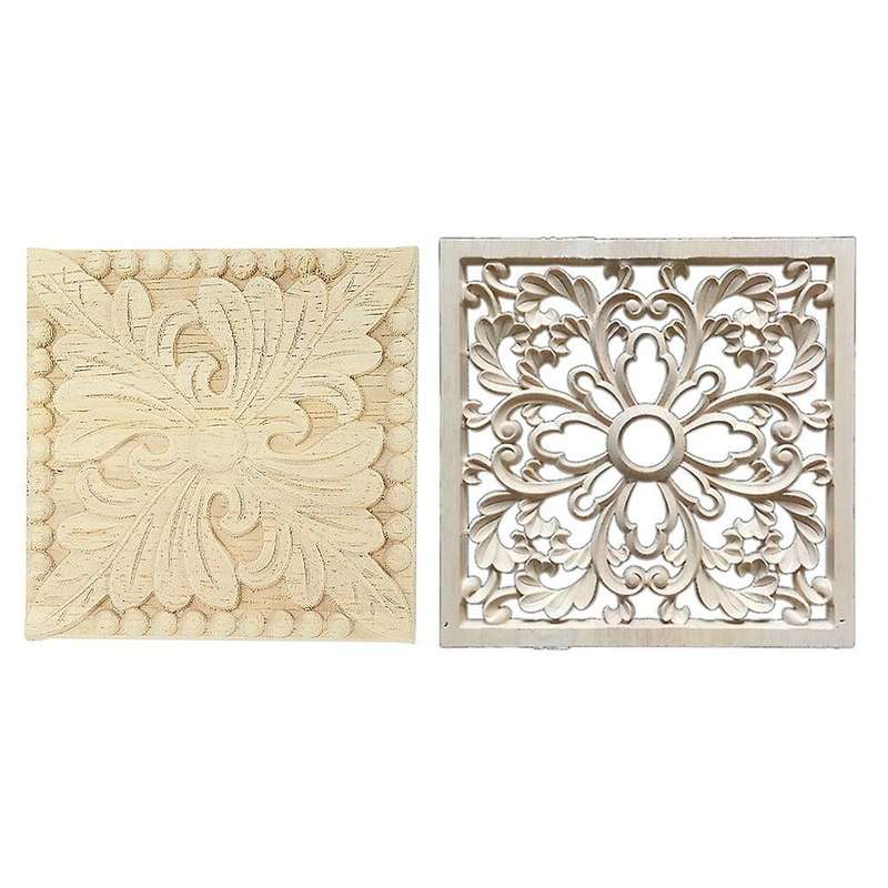 1x Rubber Wood Carved Onlay Applique Diy Decor #f:20 X 20cm