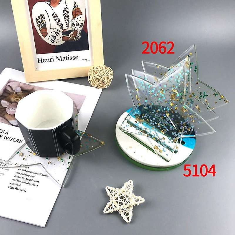 5pcs Five-pointed Star Coaster Bracket Silicone Mold Diy Coaster