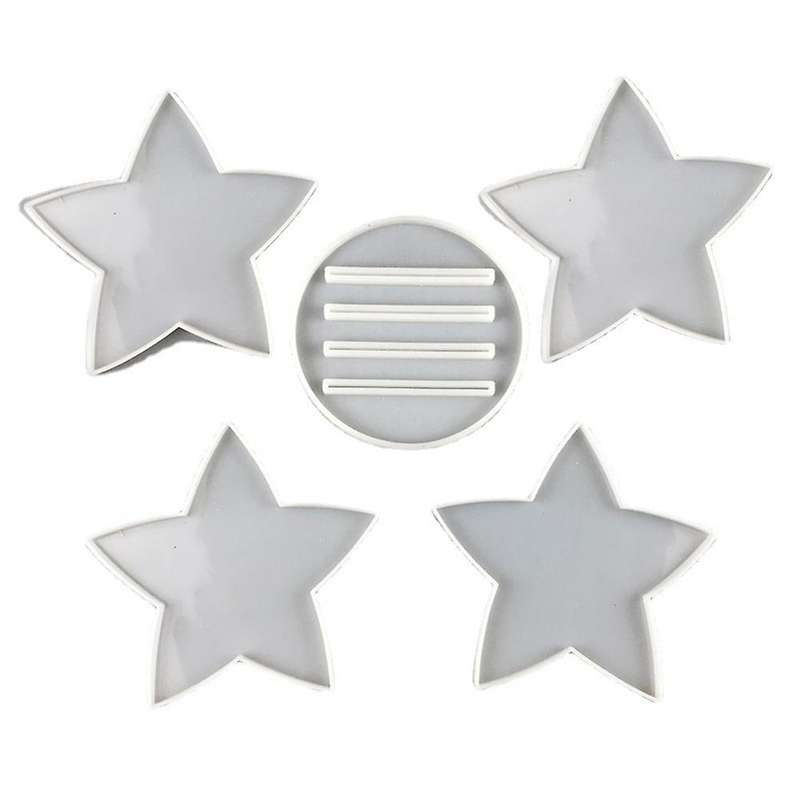 5pcs Five-pointed Star Coaster Bracket Silicone Mold Diy Coaster