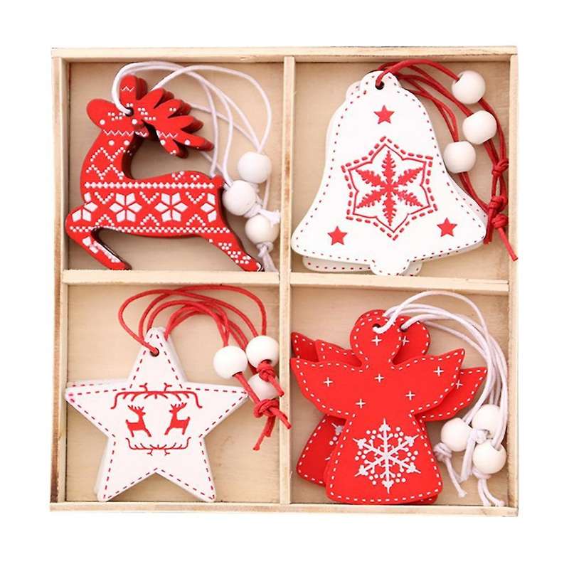 12pcs Christmas Pendants Angel Deer Bell Five-pointed Star