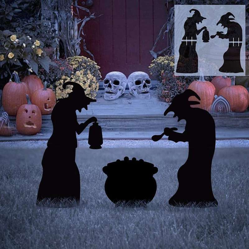 Halloween Witch Black Silhouette Holiday Decoration Garden Props