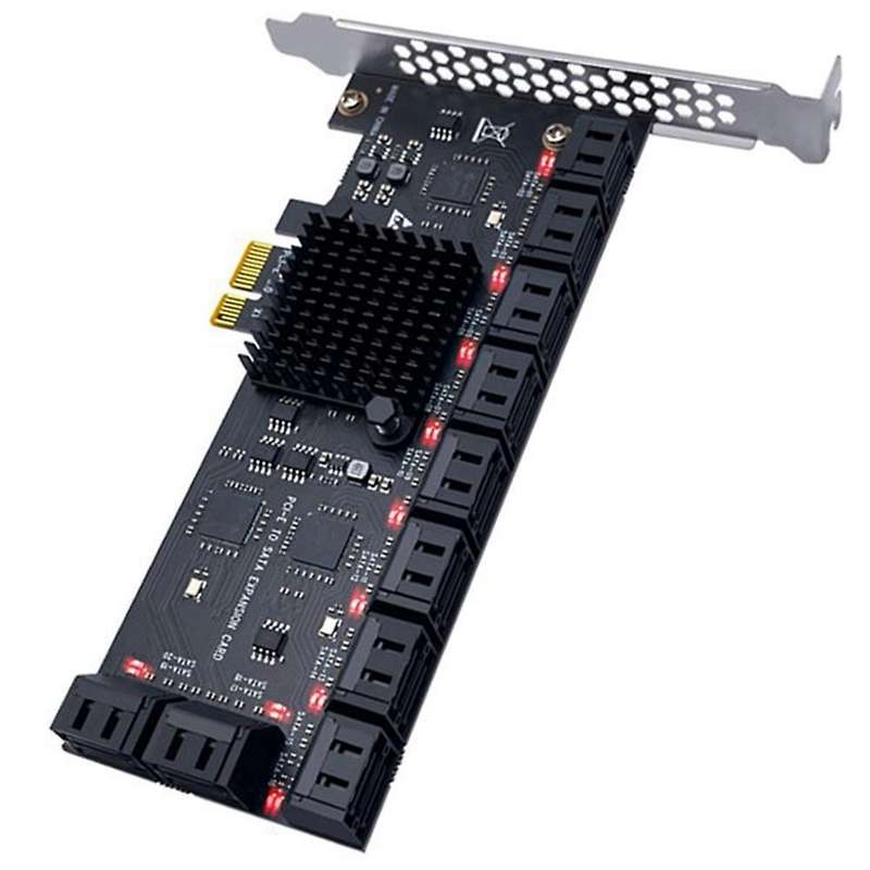 Pci-e 1x to Sata 6g Hard Drive Expansion Card for Desktop Pc Mining