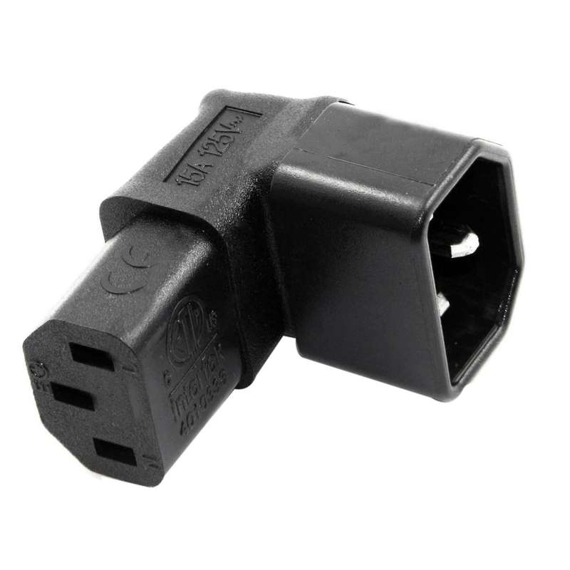 Iec Male C14 to Up Right Angle 90 Degree Iec Female C13 Adapter