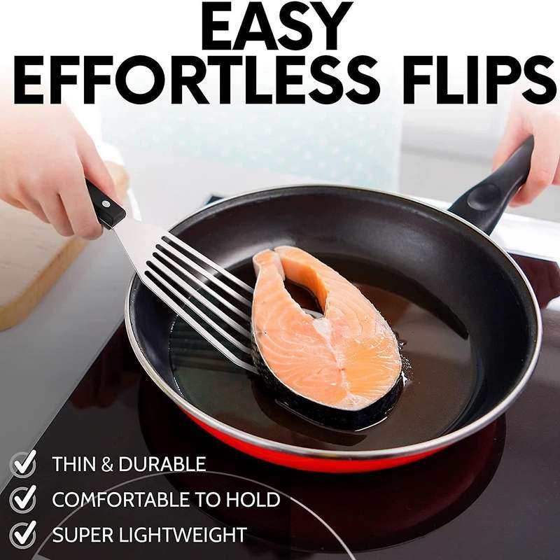 12.4inch Fish Spatula- Slotted Fish Turner Spatula with Sloped Head