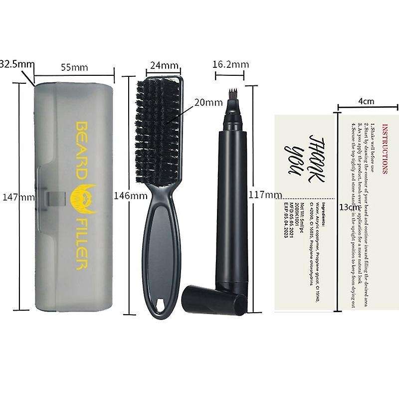 Beard Filling Pen Kit Male Mustache Repair Styling Tool(dark Brown)