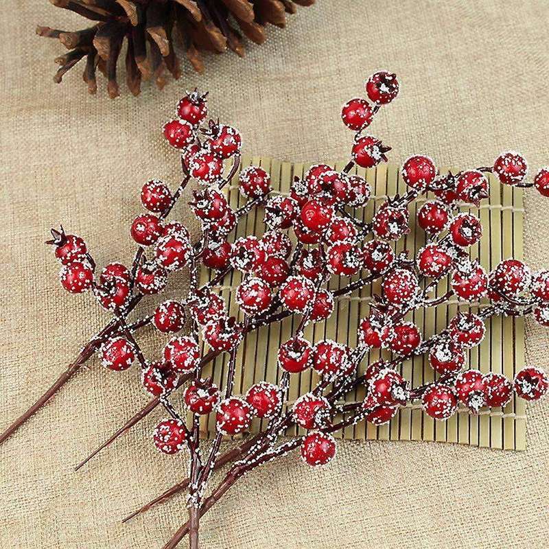 10pcs Artificial Red Berries Decorative Branches Length 20cm