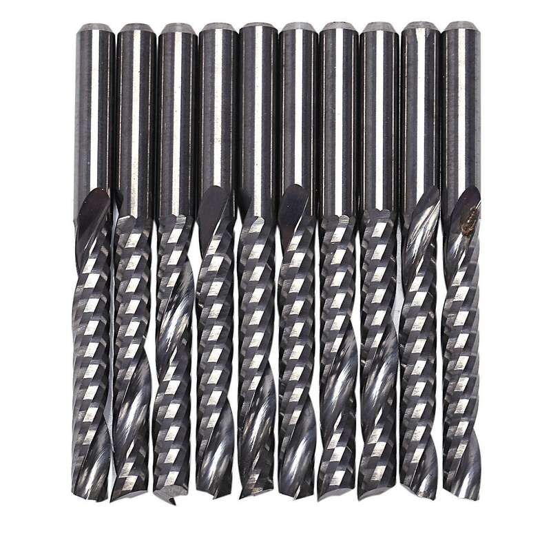 10pcs Cnc Router Bits 3.175 X 22mm Single Flute Spiral Carbide