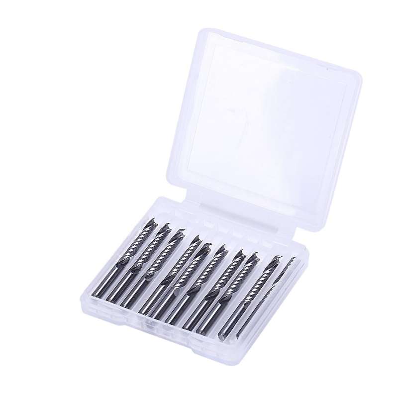 10pcs Cnc Router Bits 3.175 X 22mm Single Flute Spiral Carbide