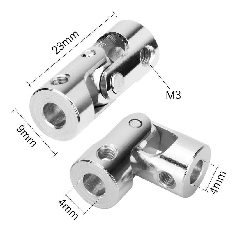 4 Packs 4mm to 4mm Steel Universal Joint Rotatable Model Diy Motor