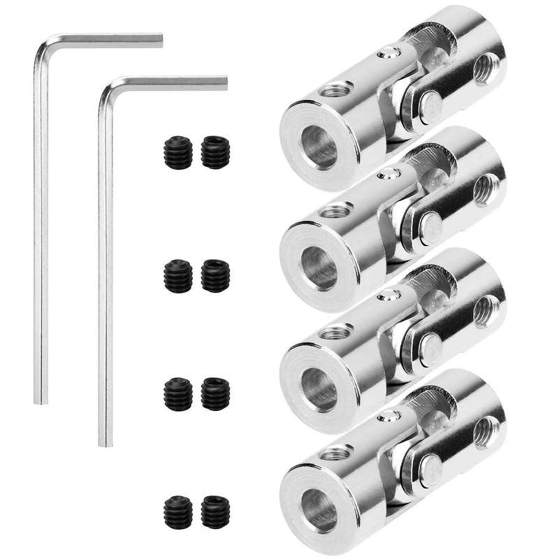 4 Packs 4mm to 4mm Steel Universal Joint Rotatable Model Diy Motor