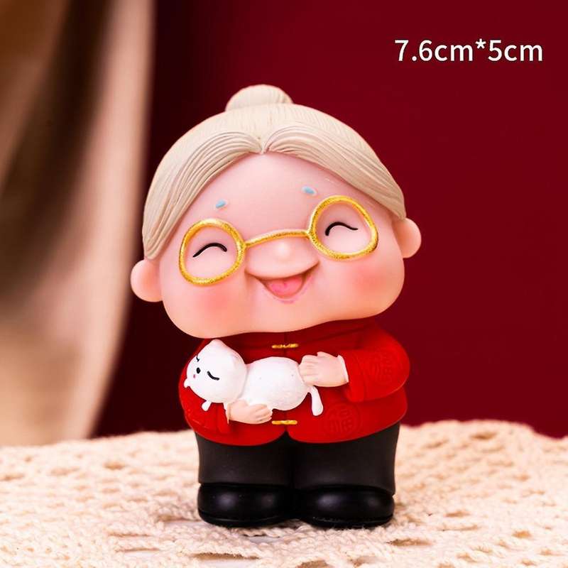 Old Man and Old Lady Baking Cake Decoration Birthday Cake Decoration