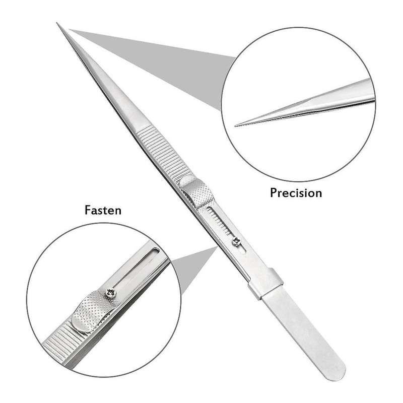 165mm Precision Adjustable Slide Lock Tweezers for Jewelry Electronic