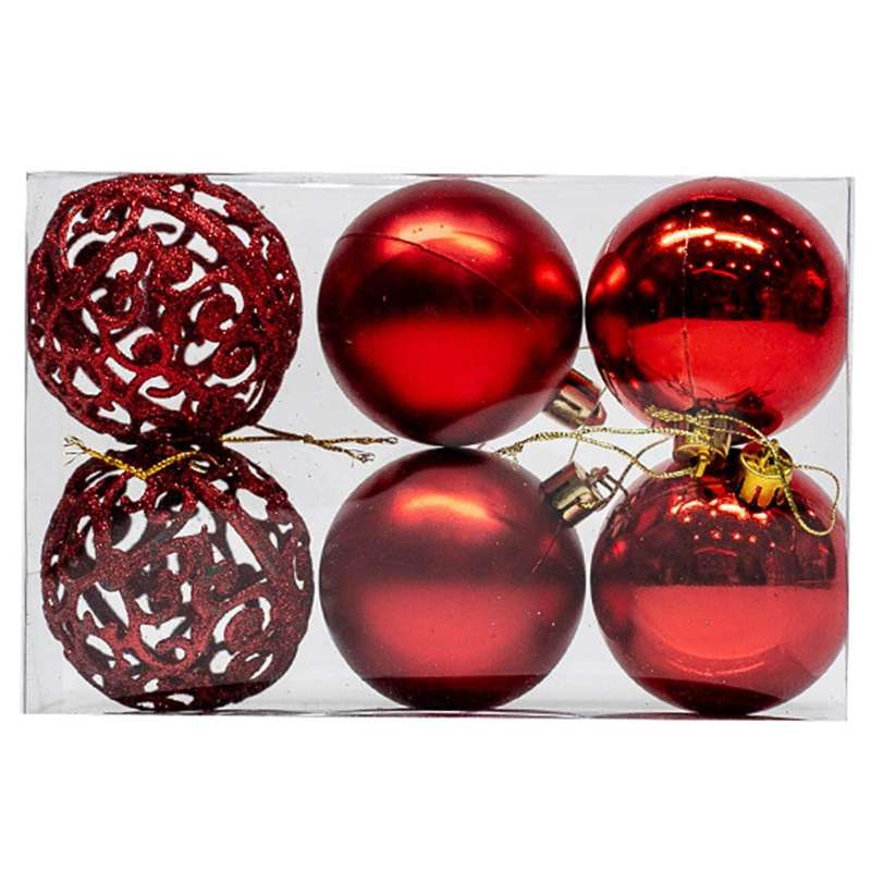 6pcs Christmas Tree Decoration Ball, Hollow Ball,red