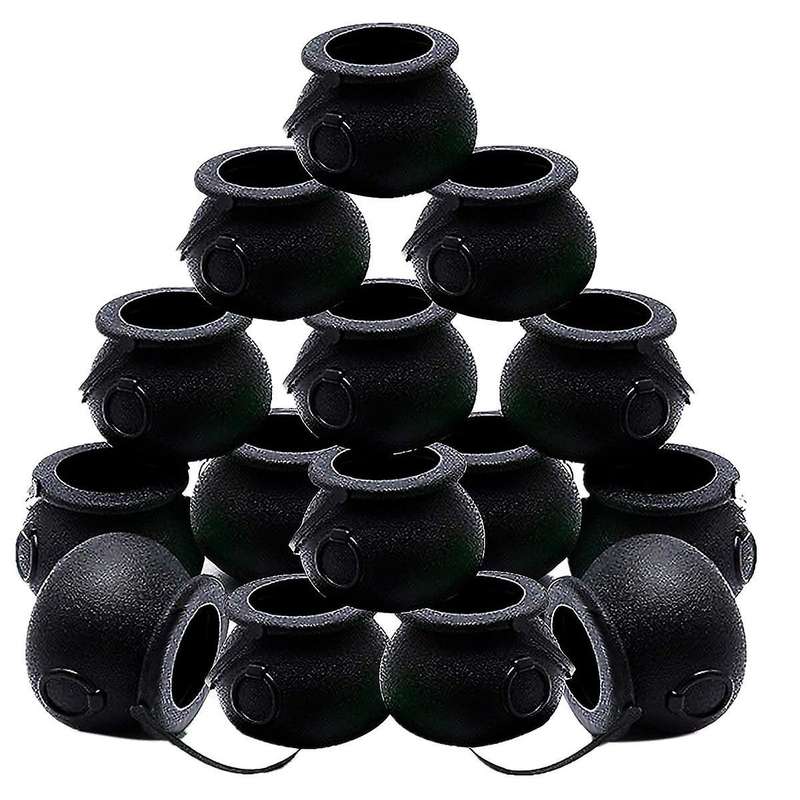15pcs Witch Candy Holder Pot Kids Trick Or Treat Halloween Cauldron