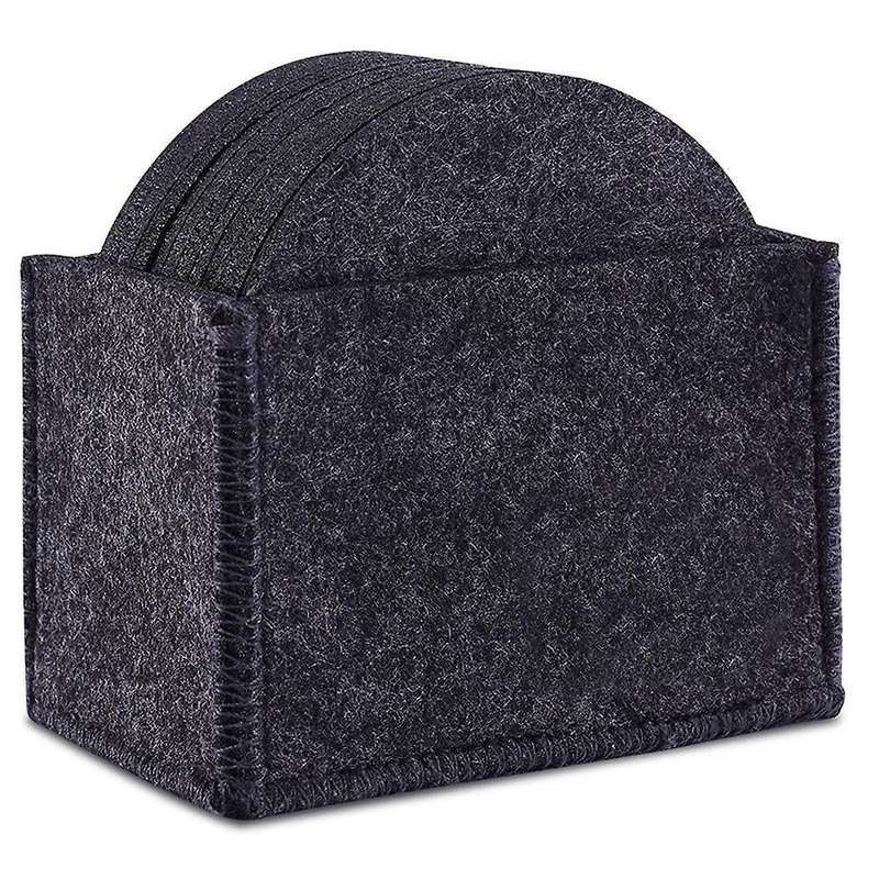 Washable Coasters for Glasses, Set Of 12, Round Drinks, Cups, (black)