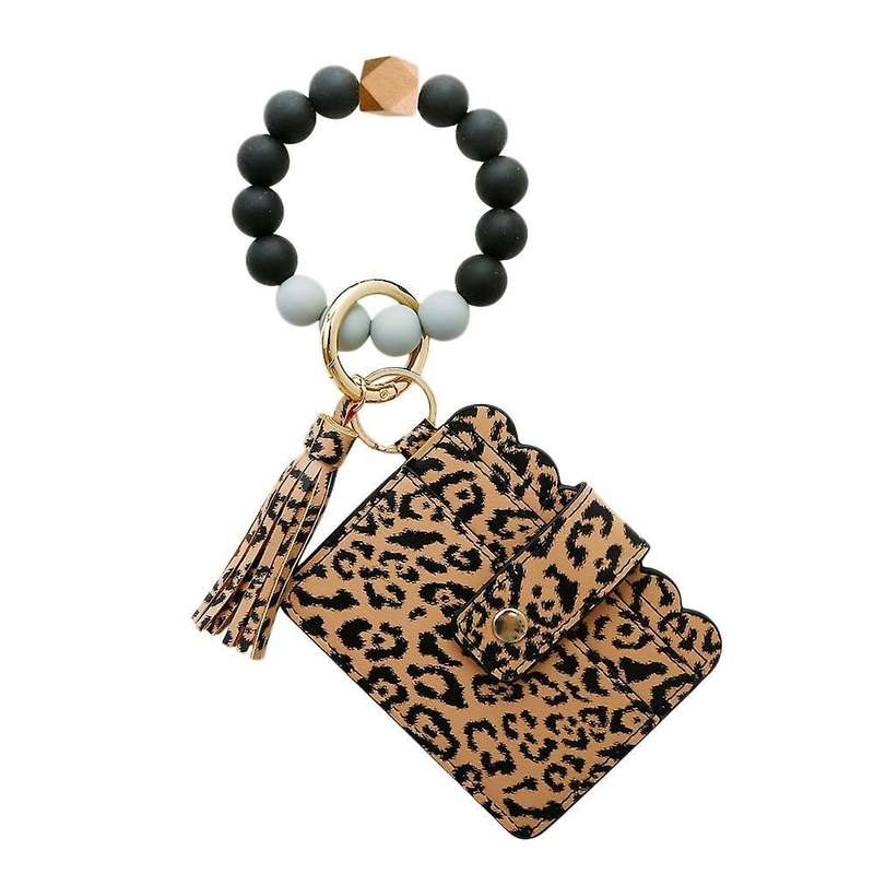Wristlet Keychain Bracelet Silicone Tassel Keychain for Women A