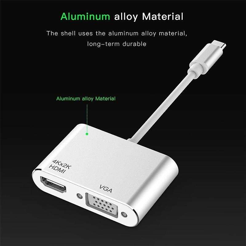 Usb3.1 Type C to Hdmi Vga Adapter-2 In1 Type C to Hdmi Vga Cable