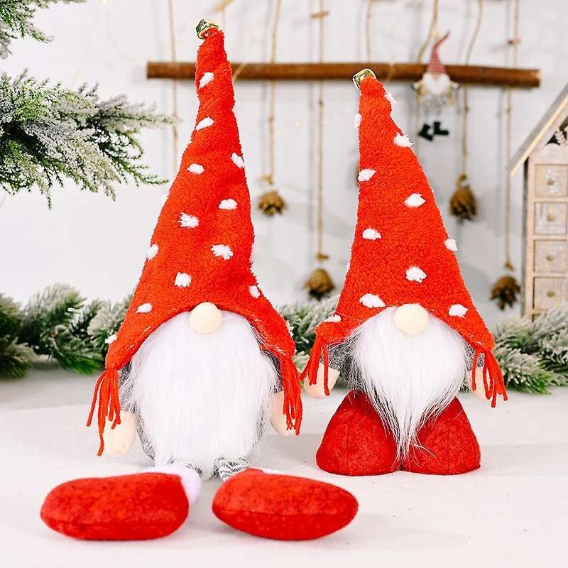 Christmas Long Legged Santa Gnome Plush Doll Ornament Xmas Elf Toys-b